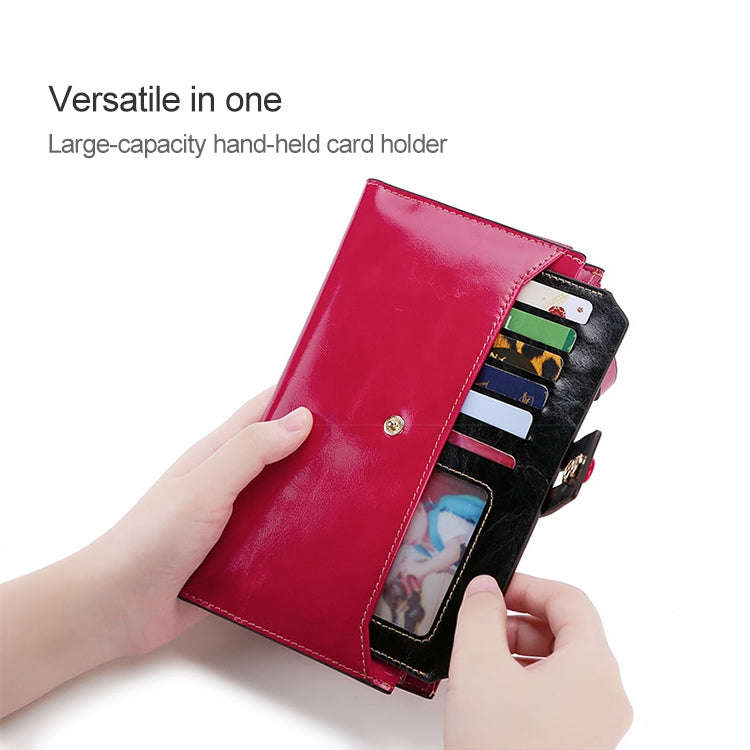 8239 Antimagnetic RFID Multi-function Leather Lady Wallet Large-capacity Purse with Detachable Ca...
