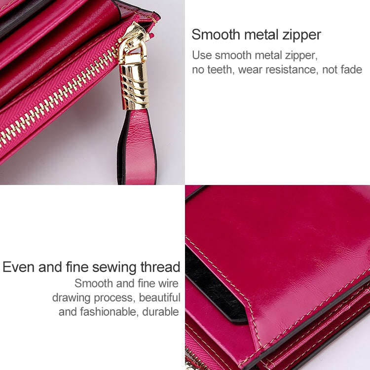 8239 Antimagnetic RFID Multi-function Leather Lady Wallet Large-capacity Purse with Detachable Ca...