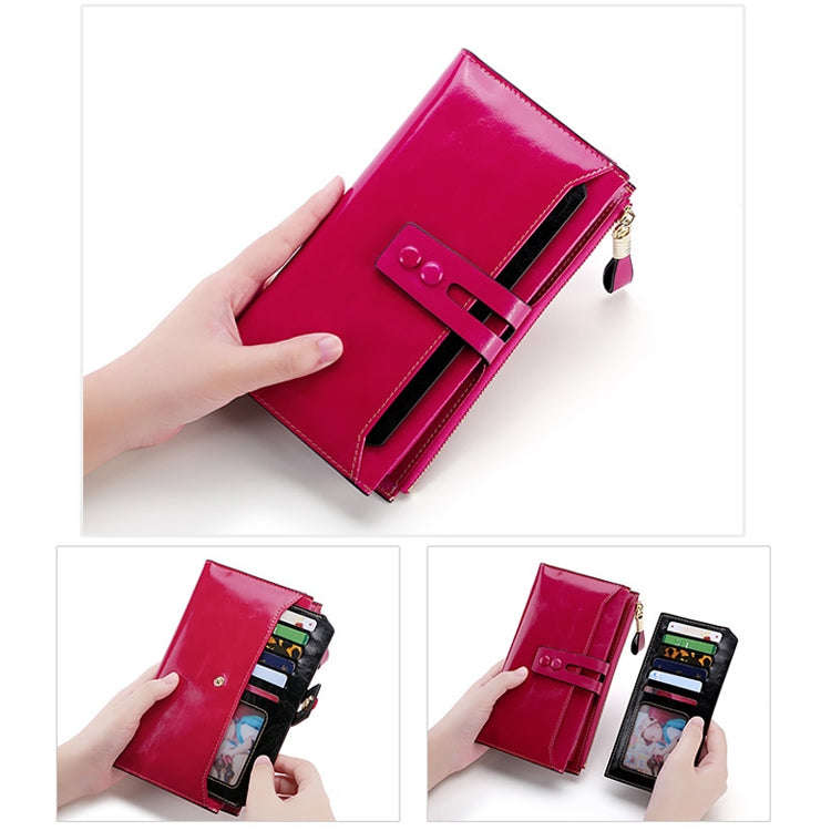 8239 Antimagnetic RFID Multi-function Leather Lady Wallet Large-capacity Purse with Detachable Ca...