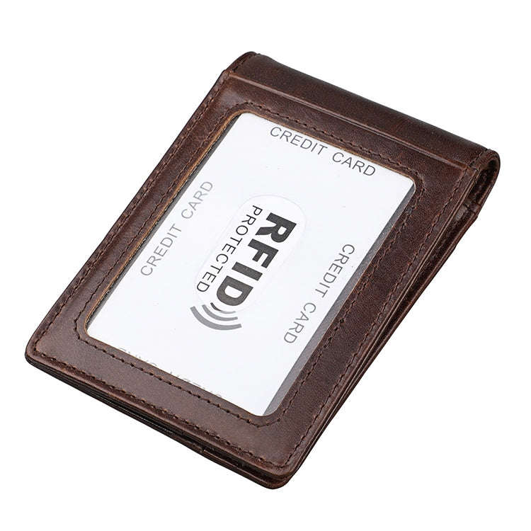 9037 Antimagnetic RFID Crazy Horse Texture Leather Wallet Billfold for Men and Women(Coffee)