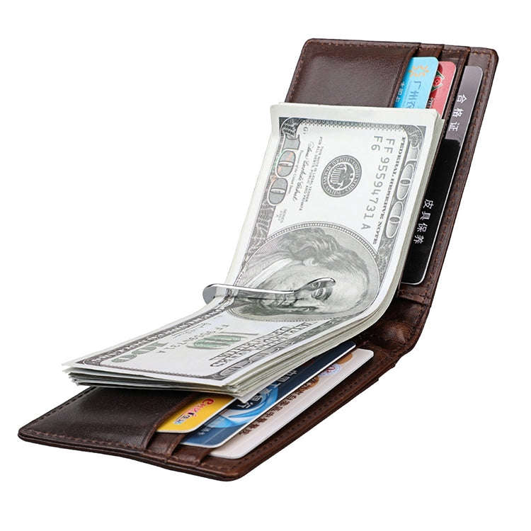9037 Antimagnetic RFID Crazy Horse Texture Leather Wallet Billfold for Men and Women(Coffee)