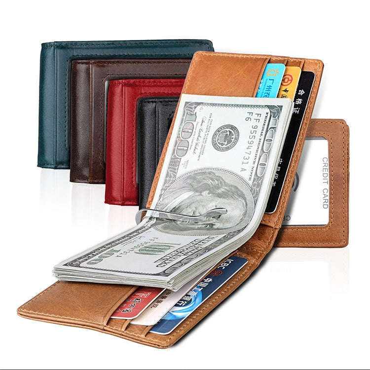 9037 Antimagnetic RFID Crazy Horse Texture Leather Wallet Billfold for Men and Women(Coffee)