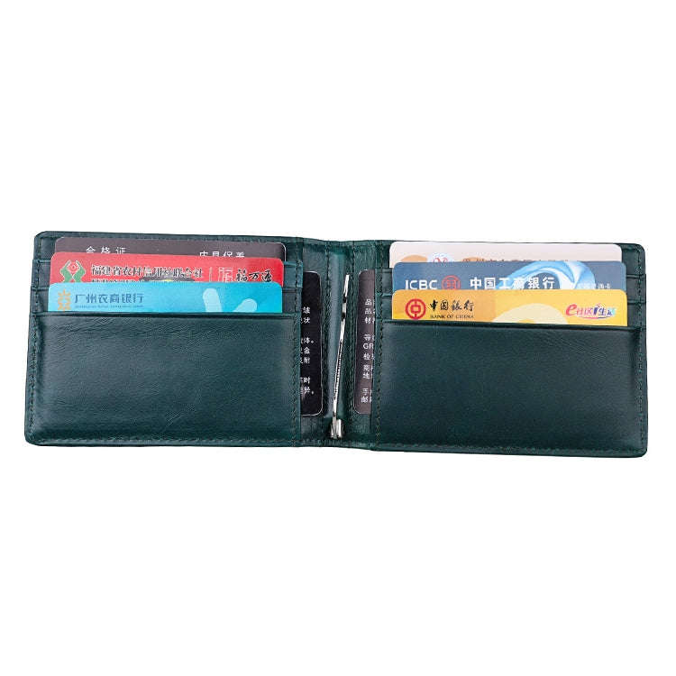 9037 Antimagnetic RFID Crazy Horse Texture Leather Wallet Billfold for Men and Women(Blue)