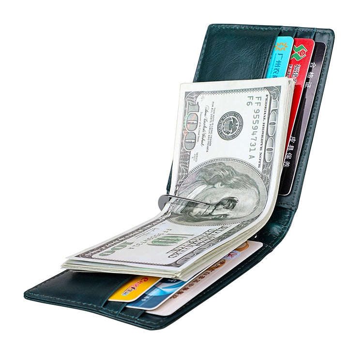 9037 Antimagnetic RFID Crazy Horse Texture Leather Wallet Billfold for Men and Women(Blue)