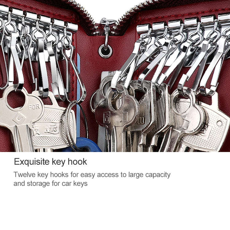 9101 Multi-function Waist Hanging Oil Wax Leather Zipper Wallet Keys Holder Bag(Black)