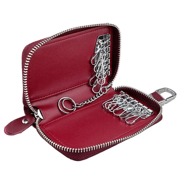 9101 Multi-function Waist Hanging Oil Wax Leather Zipper Wallet Keys Holder Bag(Black)