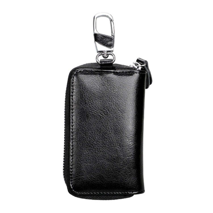 9101 Multi-function Waist Hanging Oil Wax Leather Zipper Wallet Keys Holder Bag(Black)