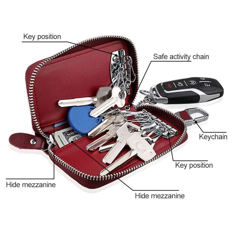 9101 Multi-function Waist Hanging Oil Wax Leather Zipper Wallet Keys Holder Bag(Black)