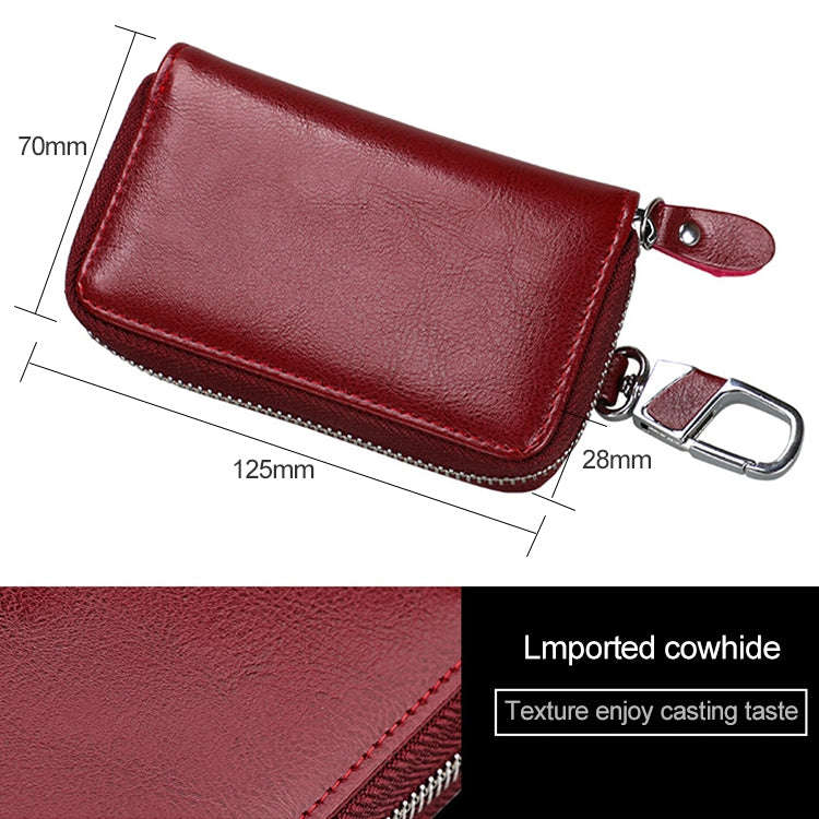 9101 Multi-function Waist Hanging Oil Wax Leather Zipper Wallet Keys Holder Bag(Black)