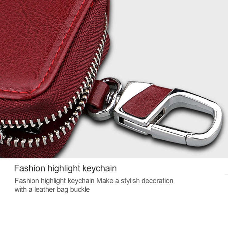 9101 Multi-function Waist Hanging Oil Wax Leather Zipper Wallet Keys Holder Bag(Black)