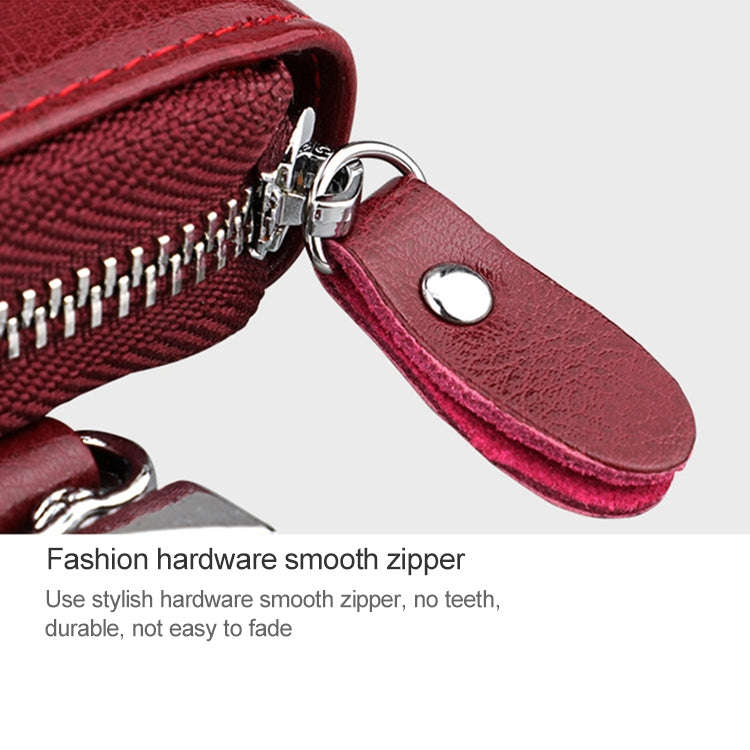 9101 Multi-function Waist Hanging Oil Wax Leather Zipper Wallet Keys Holder Bag(Black)