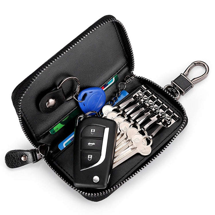 9105 Waist Hanging Large-capacity Zipper Leather Keys Holder Bag Multi-function Wallet (Brown)