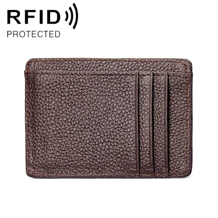 KB37 Antimagnetic RFID Litchi Texture Leather Card Holder Wallet Billfold for Men and Women (Coffee)