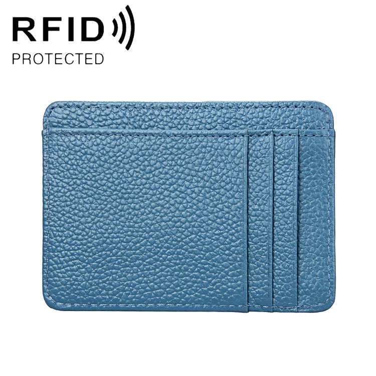 KB37 Antimagnetic RFID Litchi Texture Leather Card Holder Wallet Billfold for Men and Women (Lake...