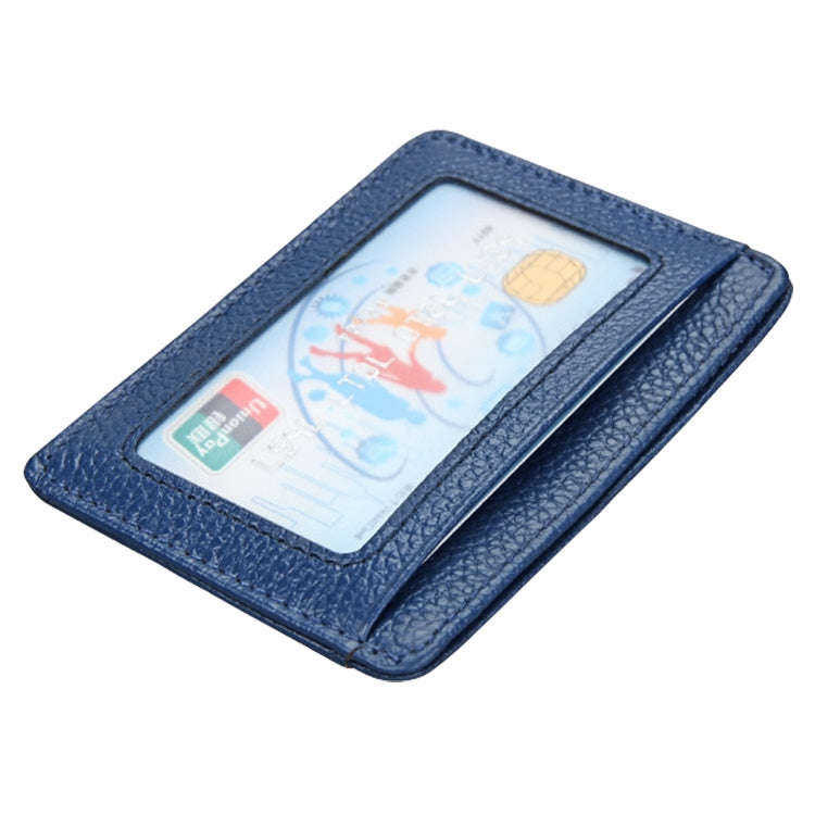 KB37 Antimagnetic RFID Litchi Texture Leather Card Holder Wallet Billfold for Men and Women (Blue)