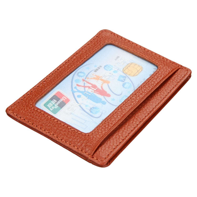 KB37 Antimagnetic RFID Litchi Texture Leather Card Holder Wallet Billfold for Men and Women (Brown)