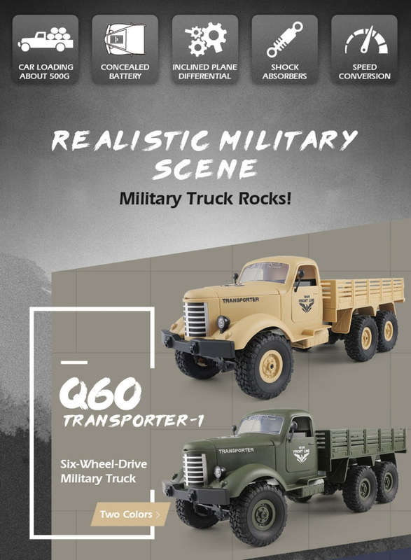 JJR/C Q60 Transporter-1 Full Body 1:16 Mini 2.4GHz RC 6WD Tracked Off-Road Military Truck Car Toy...