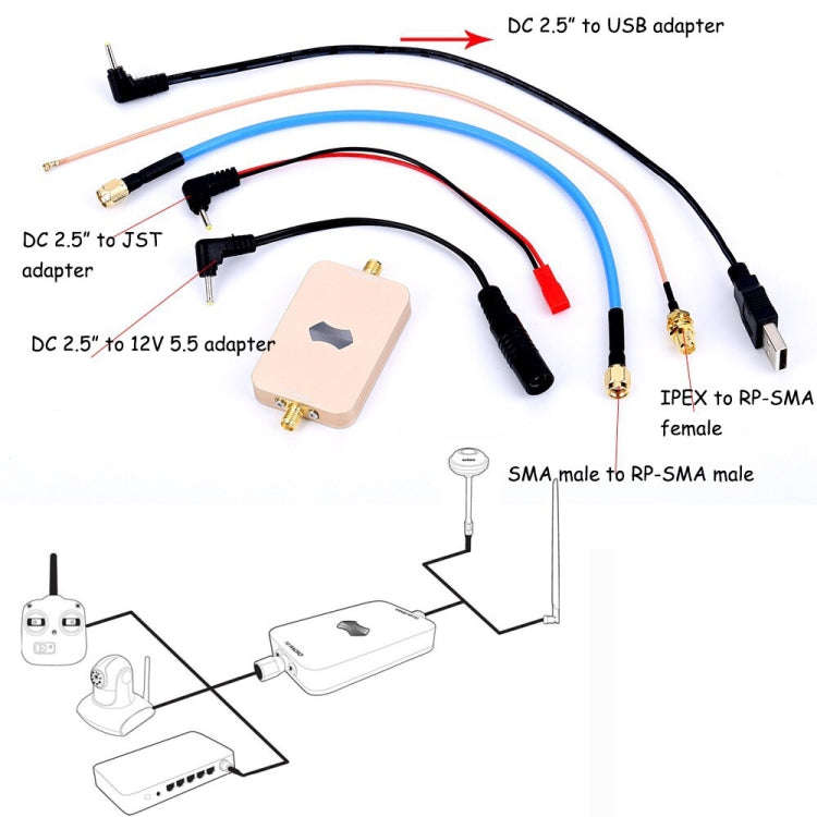 SH-RC58G2W 5.8GHz 2W Wireless WiFi Signal Booster Amplifier for UAV RC (Gold)
