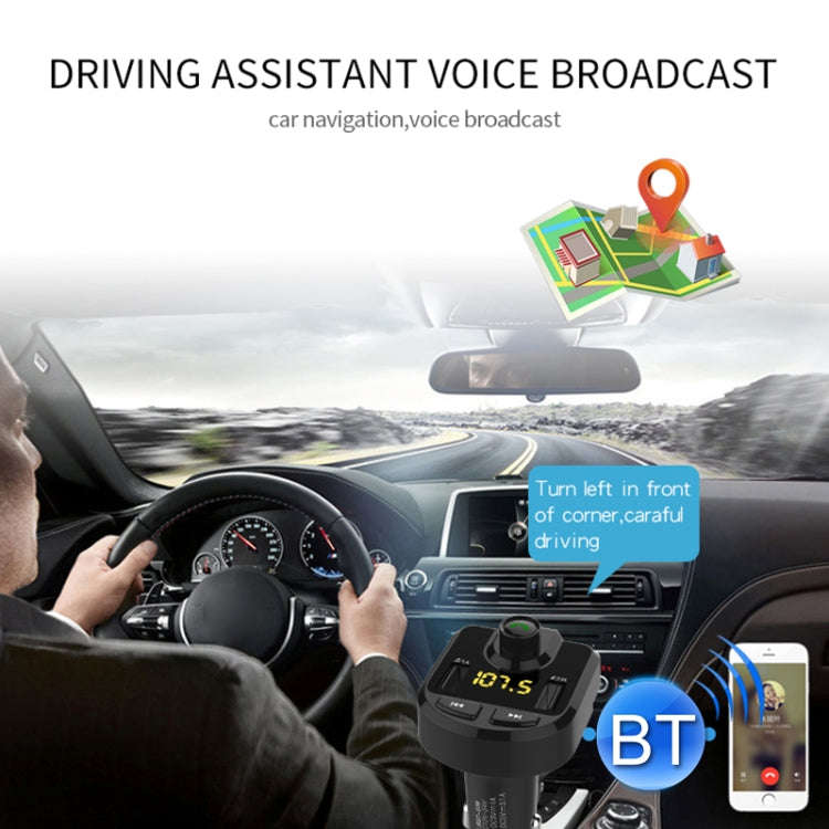 Bluetooth FM Transmitter Wireless In-Car Radio Adapter Music Player Hands-Free Calling Car Kit, D...