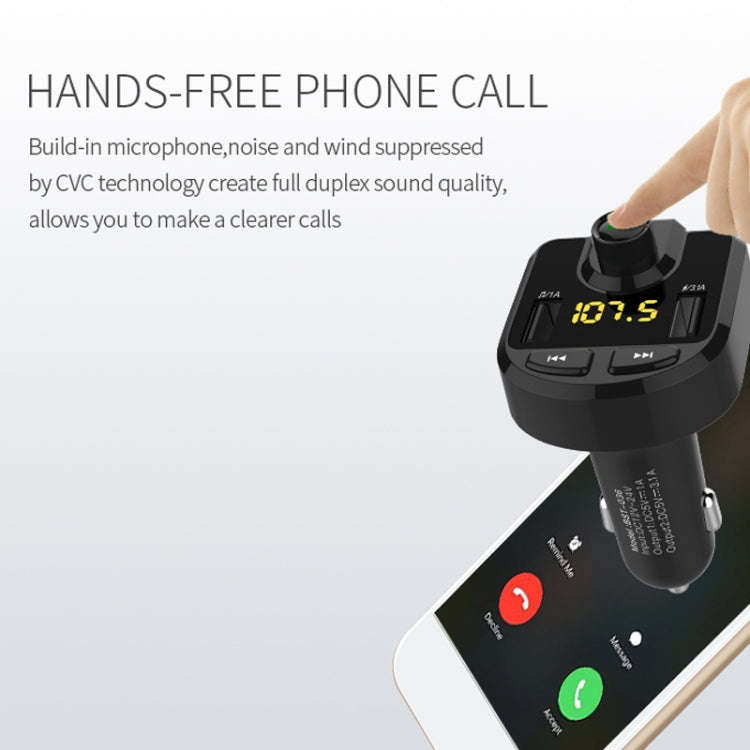 Bluetooth FM Transmitter Wireless In-Car Radio Adapter Music Player Hands-Free Calling Car Kit, D...