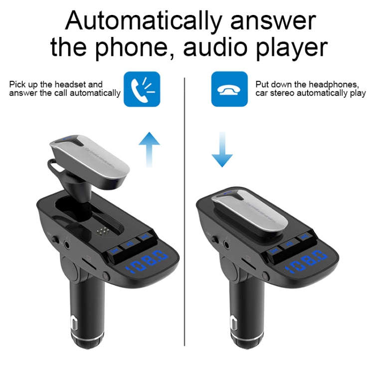 ER9 2 in 1 Hands-Free Calling Car Kit Wireless Bluetooth Headset Dual USB Charger FM Transmitter ...
