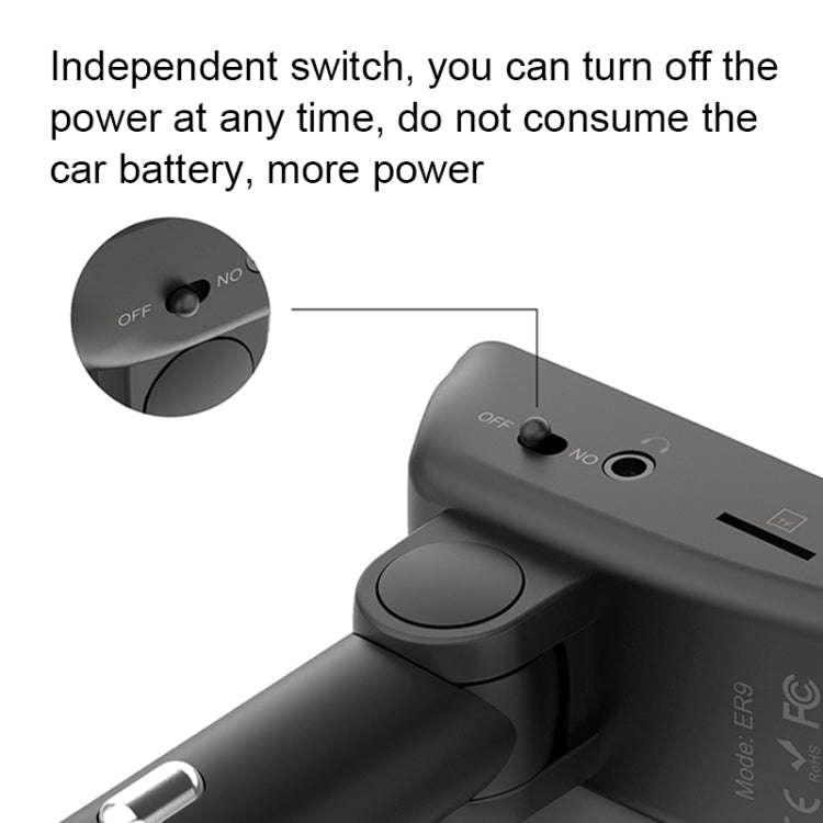 ER9 2 in 1 Hands-Free Calling Car Kit Wireless Bluetooth Headset Dual USB Charger FM Transmitter ...