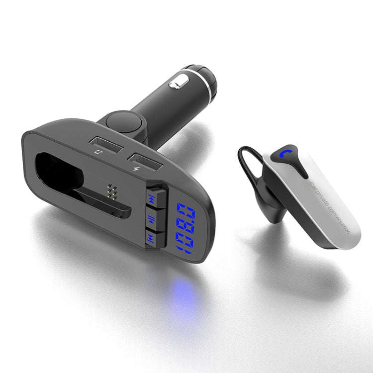 ER9 2 in 1 Hands-Free Calling Car Kit Wireless Bluetooth Headset Dual USB Charger FM Transmitter ...
