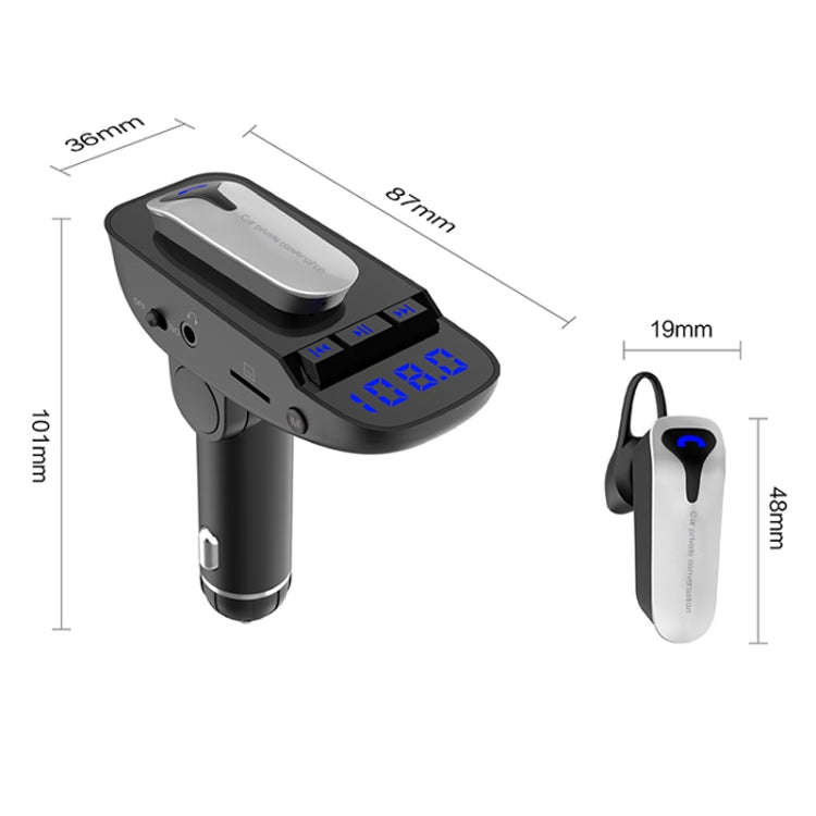 ER9 2 in 1 Hands-Free Calling Car Kit Wireless Bluetooth Headset Dual USB Charger FM Transmitter ...