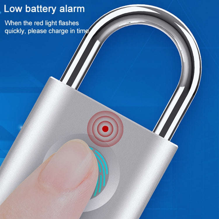 X007 Micro USB Charging Mini Metal Fingerprint Padlock Small Drawer Lock (Black)