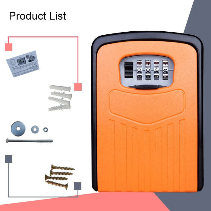 Large Password Lock Metal Storage Box Villa Security Box Wall Cabinet Safety Box(Orange)