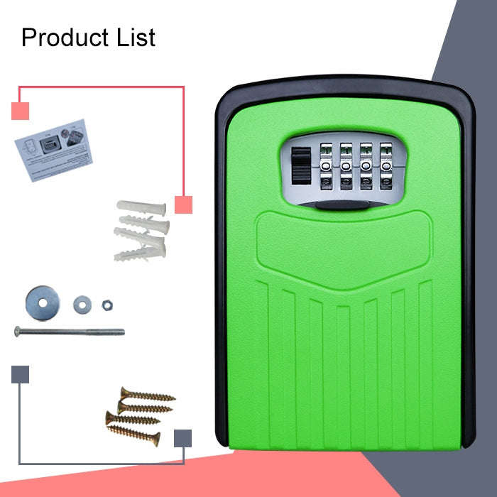 Large Password Lock Metal Storage Box Villa Security Box Wall Cabinet Safety Box(Green)