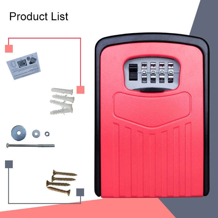 Large Password Lock Metal Storage Box Villa Security Box Wall Cabinet Safety Box(Red)