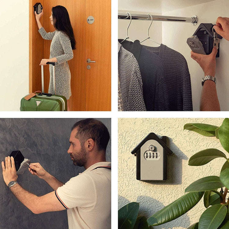 Hut Shape Password Lock Storage Box Security Box Wall Cabinet Safety Box, with 1 Key(Orange)