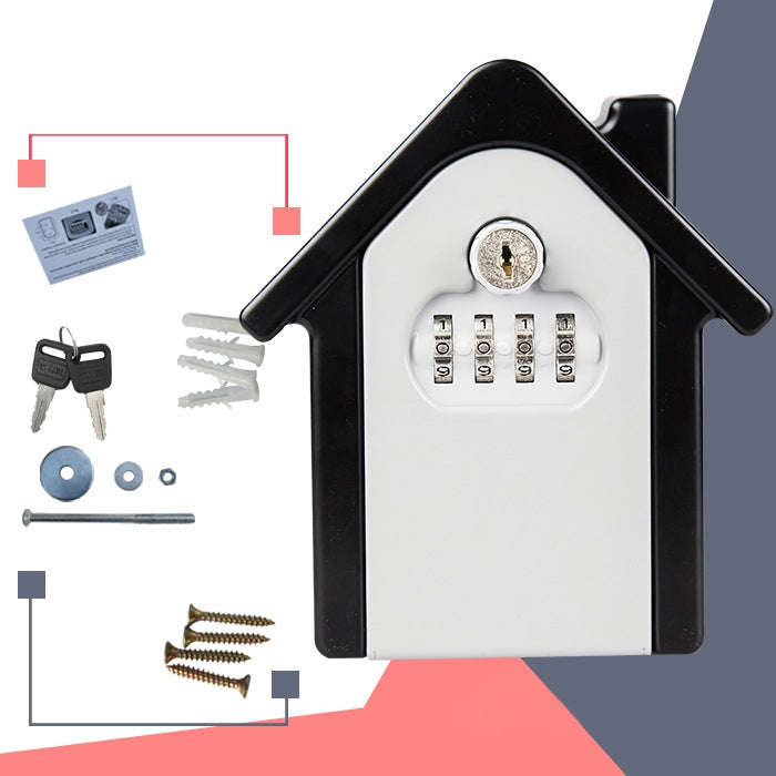 Hut Shape Password Lock Storage Box Security Box Wall Cabinet Safety Box, with 1 Key(Orange)