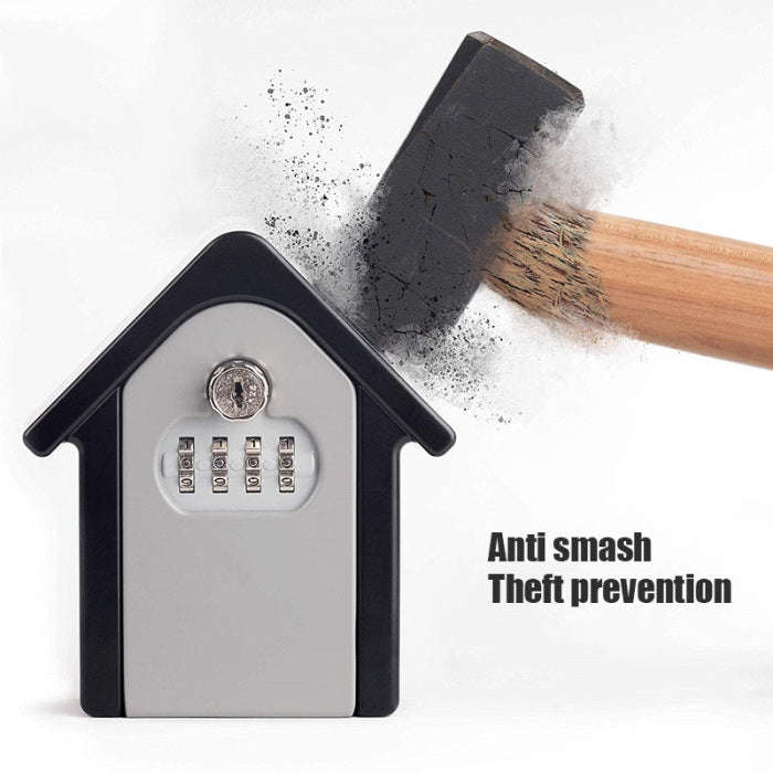 Hut Shape Password Lock Storage Box Security Box Wall Cabinet Safety Box, with 1 Key(Grey)