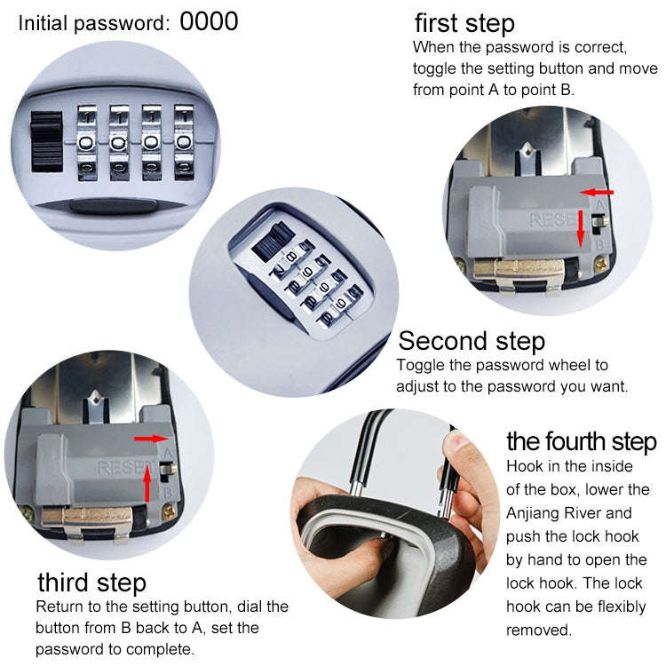 Car Password Lock Storage Box Security Box Hook Installation-free Safety Box(Green)