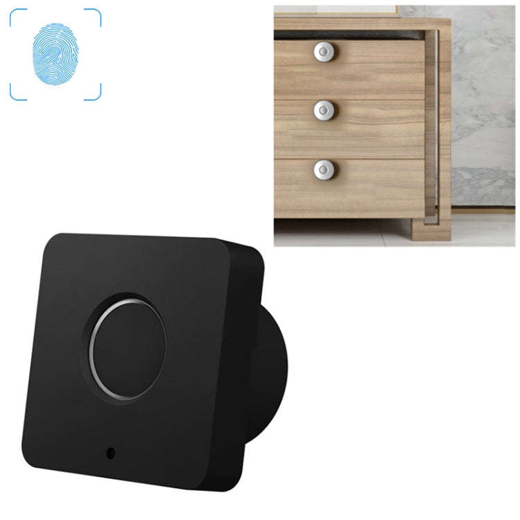 T5 Square Version Aluminum Alloy Panel Fingerprint Drawer Lock(Black)