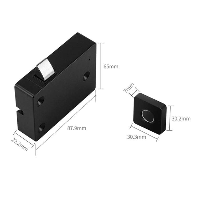 T5 Square Version Aluminum Alloy Panel Fingerprint Drawer Lock(Black)
