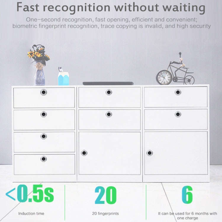 T22F Micro USB Charging Zinc Alloy Smart Bilateral Open Fingerprint Drawer Lock File Cabinet Lock