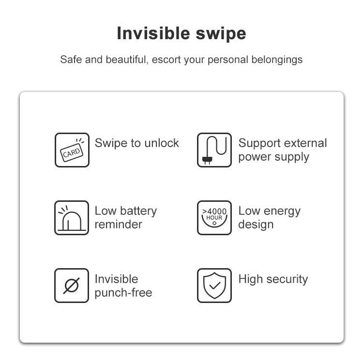 T8+ Non-opening Drawer Lock APP + IC Card Invisible Universal Cabinet Lock