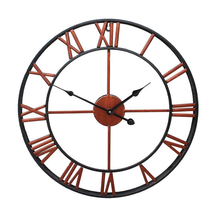 40cm Retro Living Room Iron Round Roman Numeral Mute Decorative Wall Clock (Bronze)