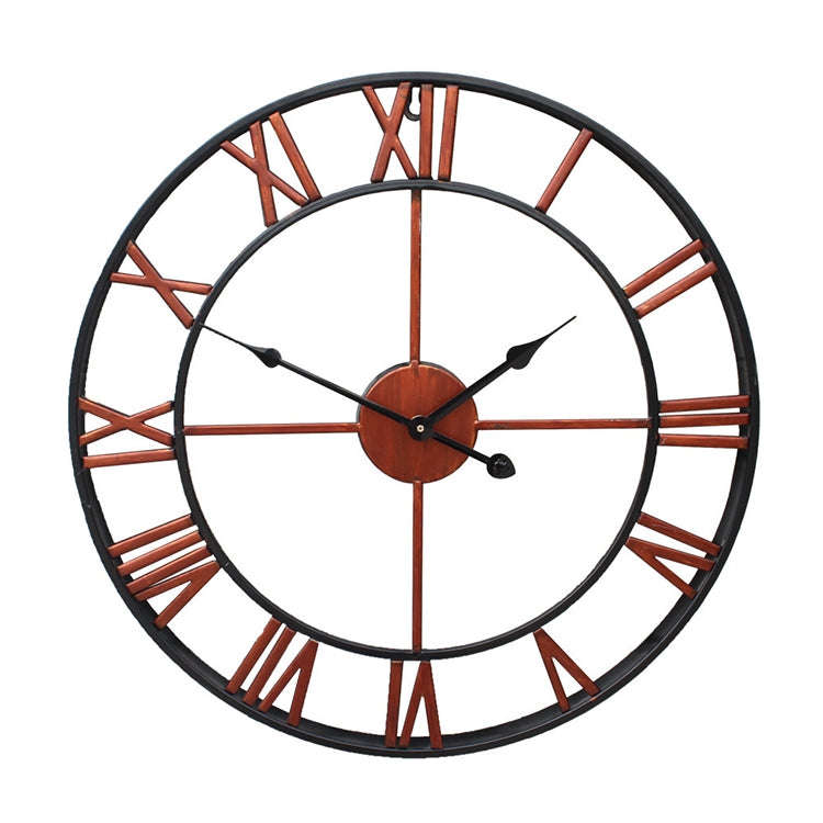 40cm Retro Living Room Iron Round Roman Numeral Mute Decorative Wall Clock (Bronze)