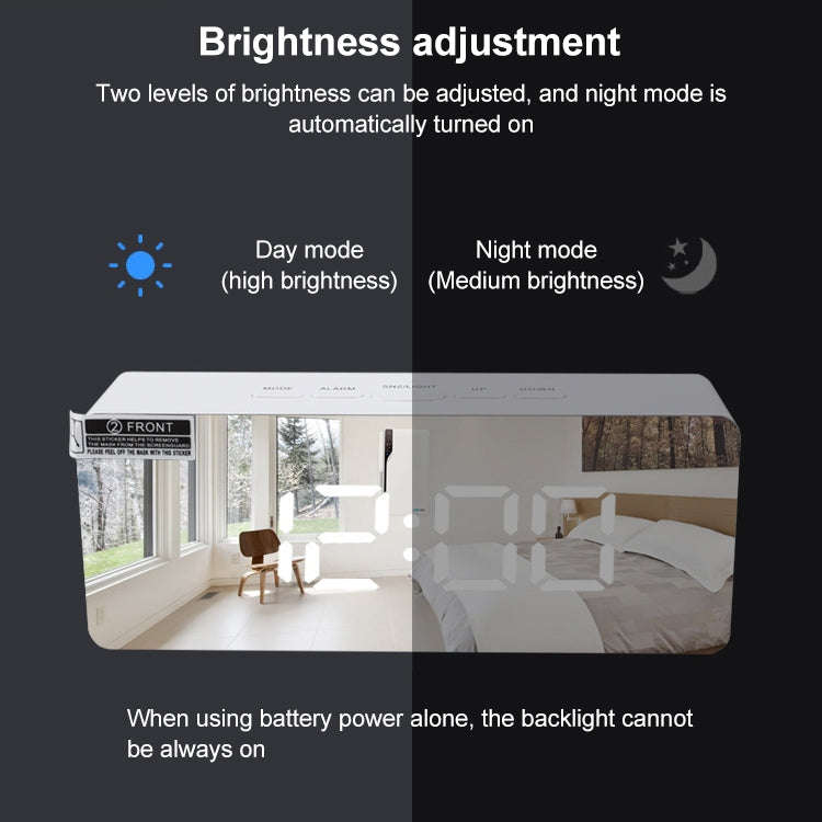 TS-S69-G Multifunctional LED Alarm Clock Battery / Plug-in Charging Dual-purpose Make-up Mirror C...