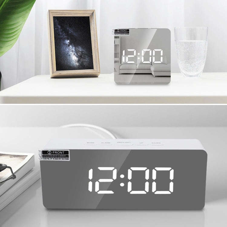 TS-S69-G Multifunctional LED Alarm Clock Battery / Plug-in Charging Dual-purpose Make-up Mirror C...
