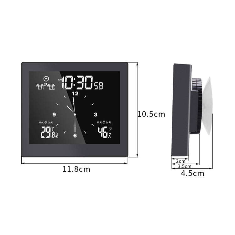 TS-WP10-W Waterproof Bathroom Wall Clock Timer Household Thermometer Hygrometer(White)