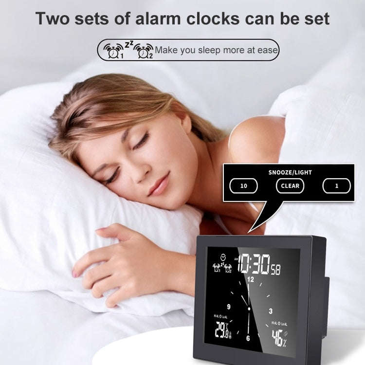 TS-WP10-B Waterproof Bathroom Wall Clock Timer Household Thermometer Hygrometer (Black)