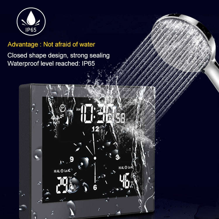TS-WP10-W Waterproof Bathroom Wall Clock Timer Household Thermometer Hygrometer(White)