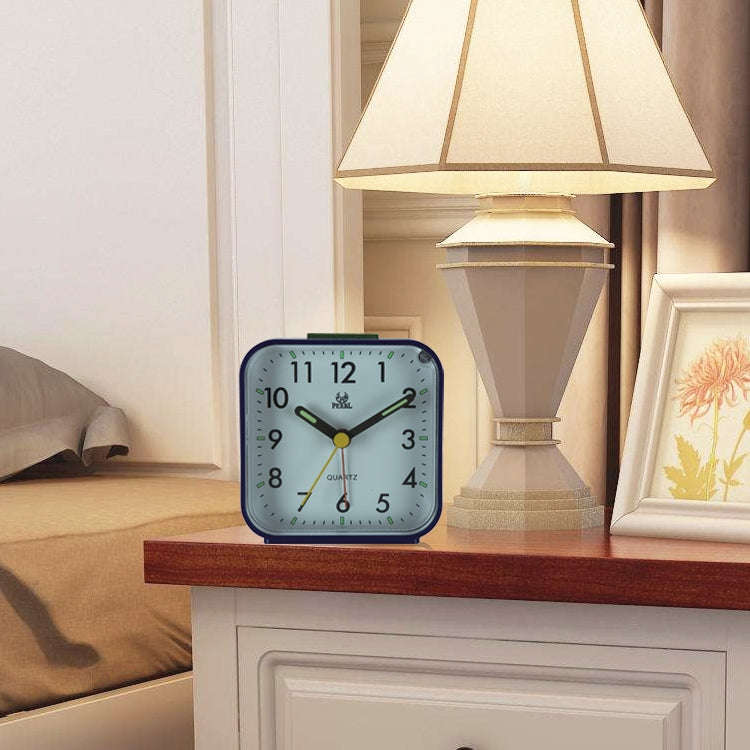 Square Mute Alarm Clock Mini Bedside Office Electronic Clock(Blue)