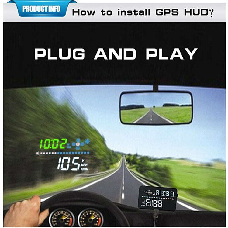 A3 3.5 inch Car GPS HUD / OBD Vehicle-mounted Gator Automotive Head Up Display Security System wi...