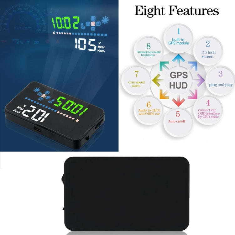 A3 3.5 inch Car GPS HUD / OBD Vehicle-mounted Gator Automotive Head Up Display Security System wi...